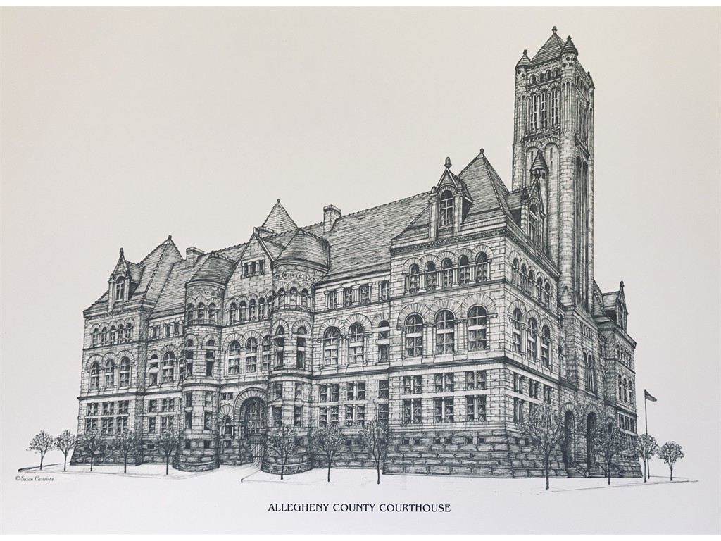 Pen & ink Allegheny County Courthouse