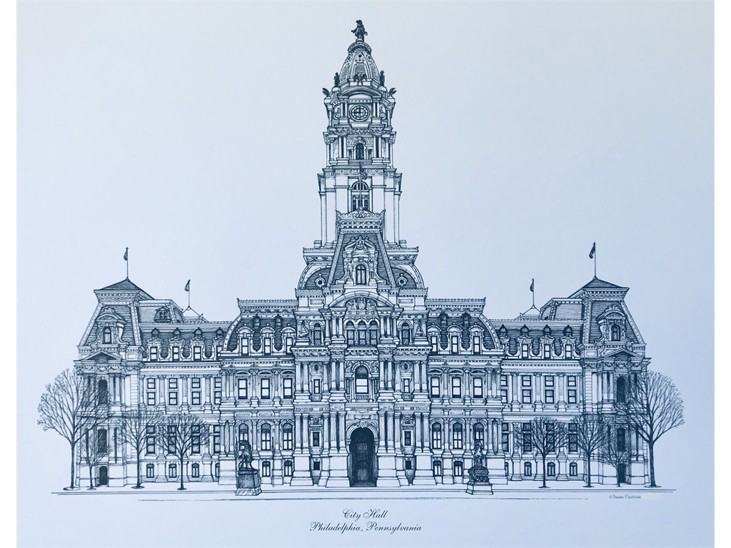 Pen & ink Philadelphia City Hall